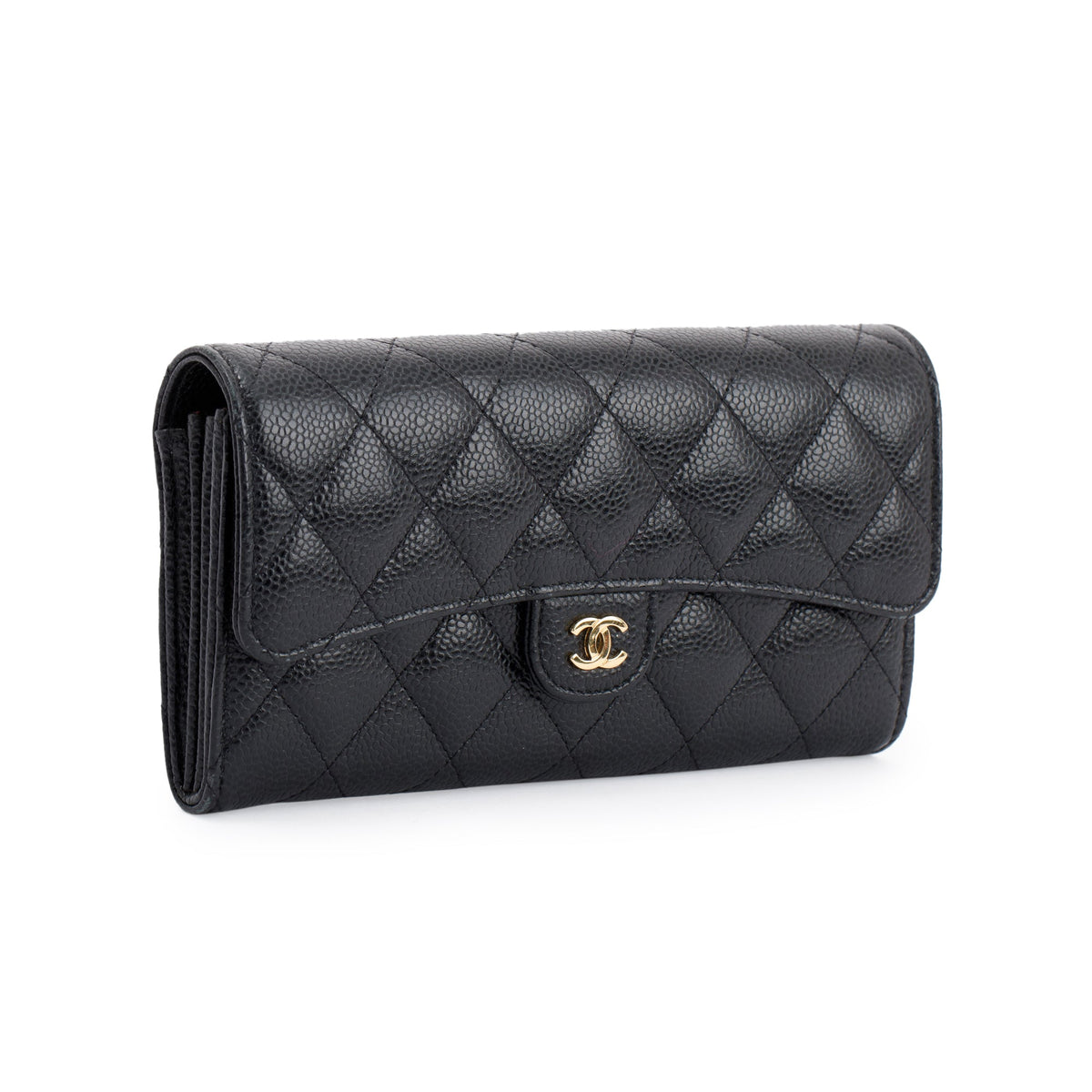 Chanel Black Caviar Classic Long Flap Wallet Chanel - Great Value