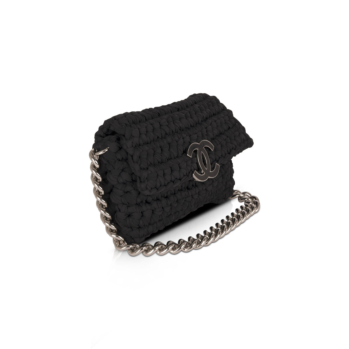 Chanel Limited Edition Beige Crochet Applique Medium Single Flap